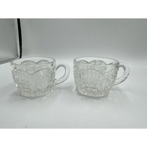 Antique Victorian Vintage Glass Set Of 2 Cups 1900s
